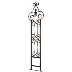 H potter trellis side angle—slim profile allows airflow; supports vines without bulky fencing; easy to stake