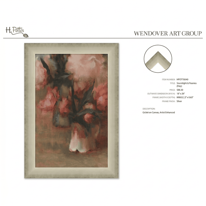 H Potter Stormlight and Peonies Canvas Wall Art