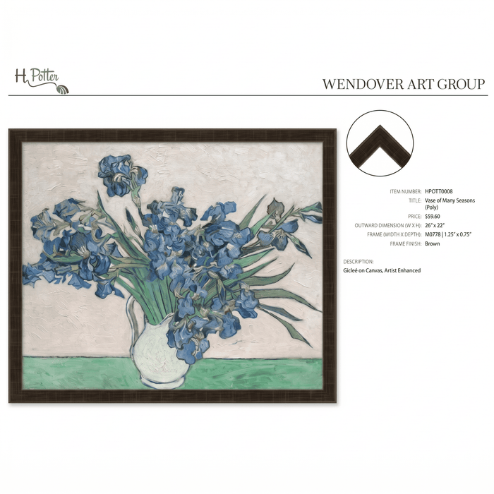 H Potter Vase of Many Seasons Canvas Wall Art