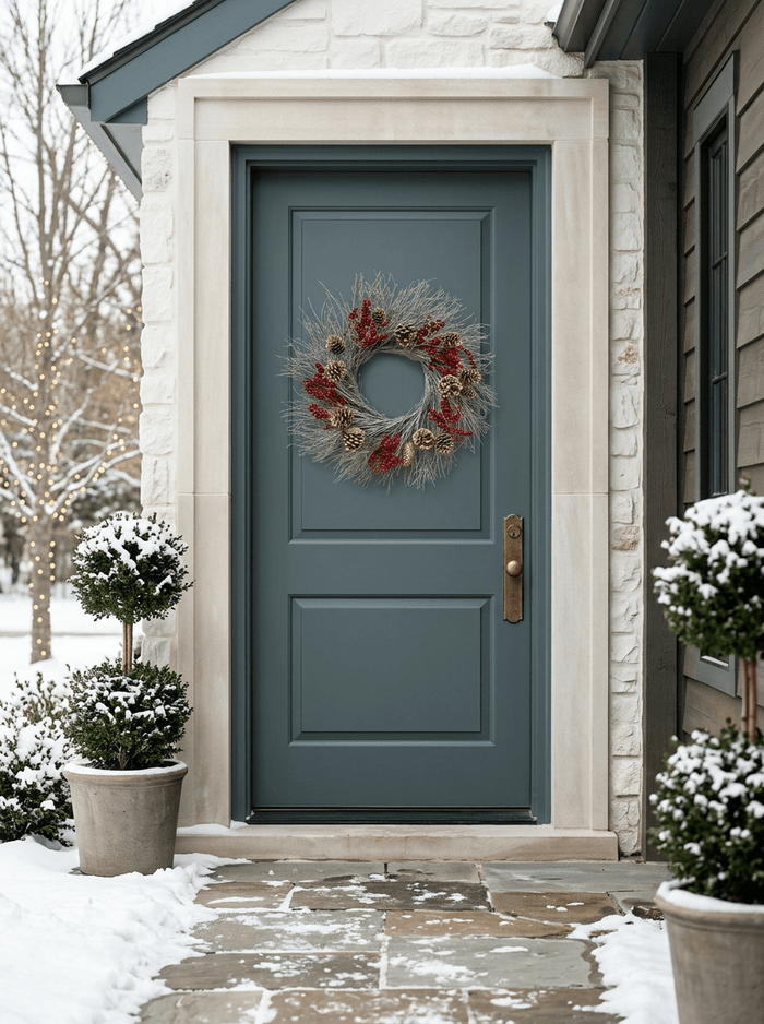 H Potter Winterberry & Gold Dried Holiday Wreath – Indoor/Outdoor