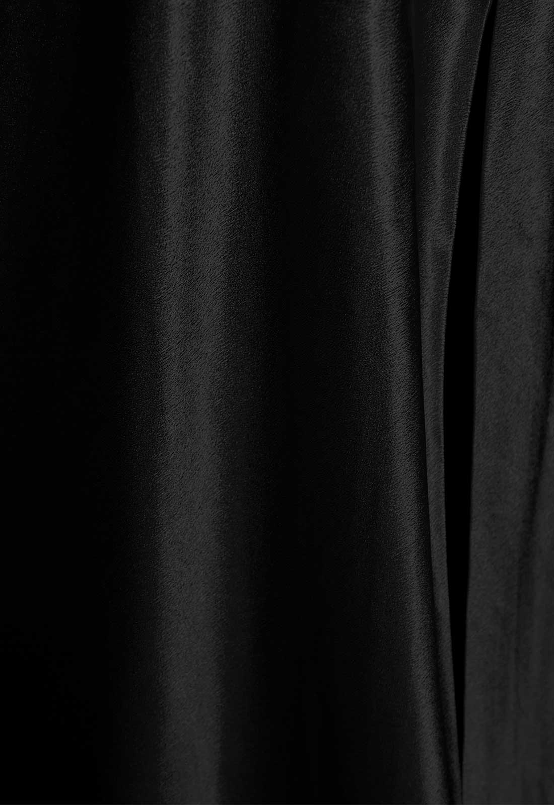 True Decadence Black Satin Slip Maxi Dress