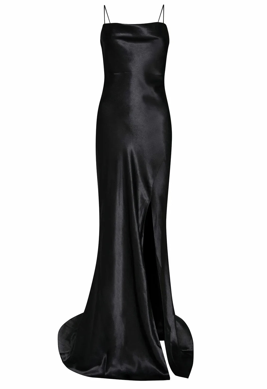 True Decadence Black Satin Slip Maxi Dress