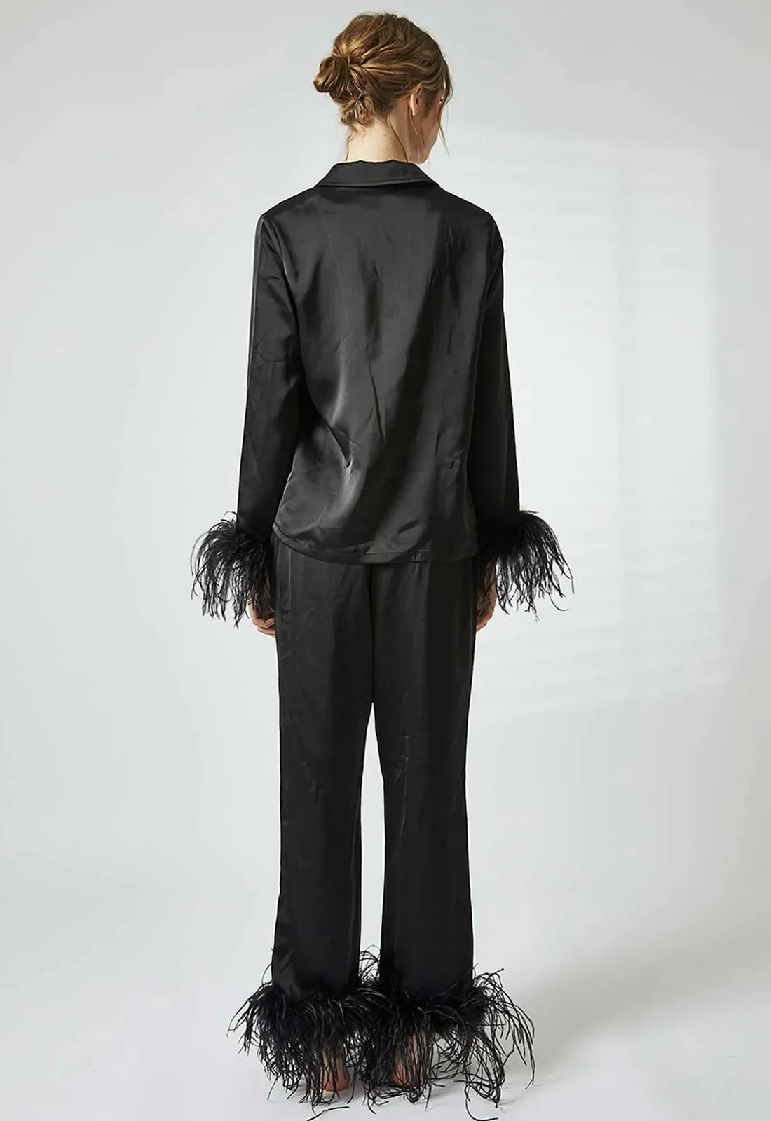 True Decadence Black Satin  Trim Pajamas