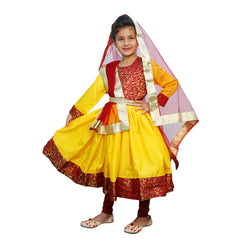 Kathak Dress - Yellow &amp; Maroon Anarkali Dress IMC40000-Yelmaroon