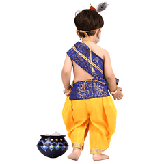 Krishna Dress for Baby Boy Kids Set of 10 Little Krishna Ji Kanha Janmasthmi Costume for Kids (IMC45001-RYLBLUYEL)