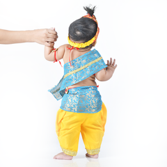 Krishna Dress for Baby Boy Kids Set of 10 Little Krishna Ji Kanha Janmasthmi Costume for Kids (IMC45001-Yelfirozi)