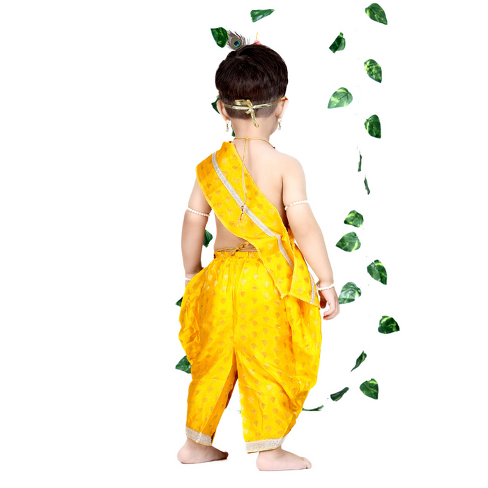 Krishna Dress for Baby Boy Kids Set of 10 Little Krishna Ji Kanha Janmasthmi Costume for Kids (IMC45001-SATYEL)