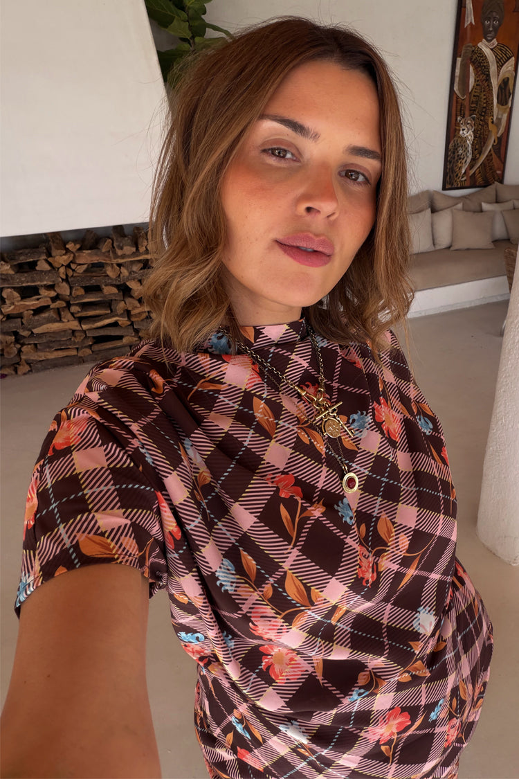 Check Floral Top