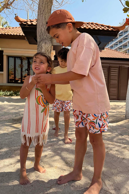 Boy's Banana Print Swim Shorts