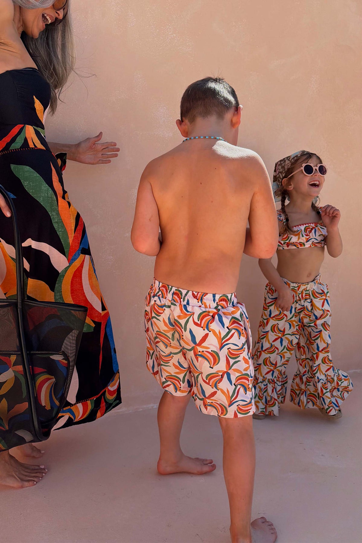 Boy's Banana Print Swim Shorts