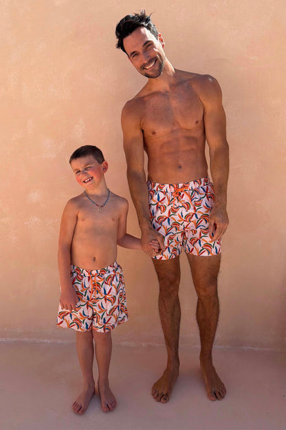 Boy's Banana Print Swim Shorts
