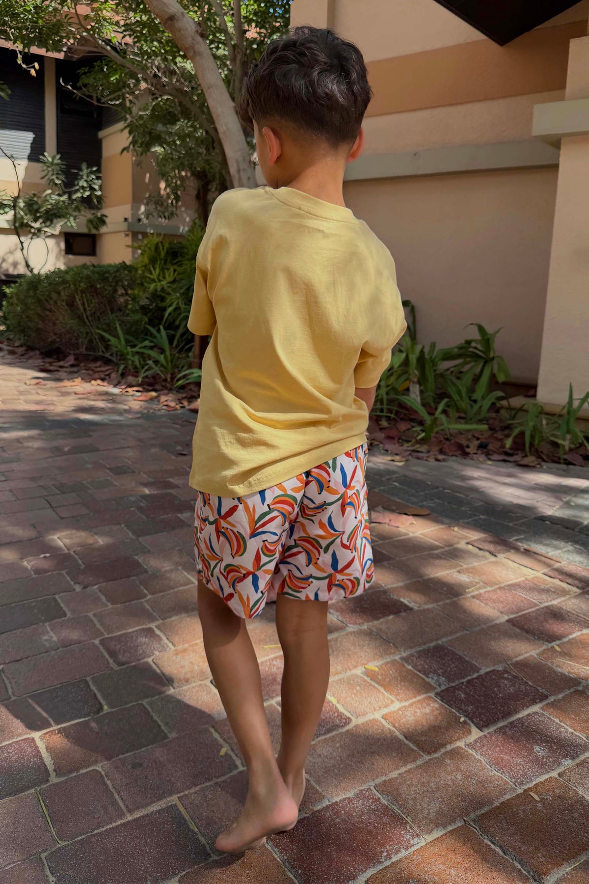 Boy's Banana Print Swim Shorts