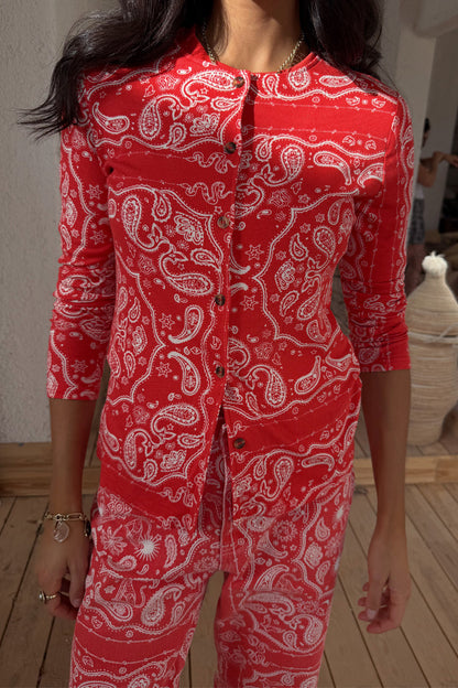 Red Bandana Alexa Cardigan