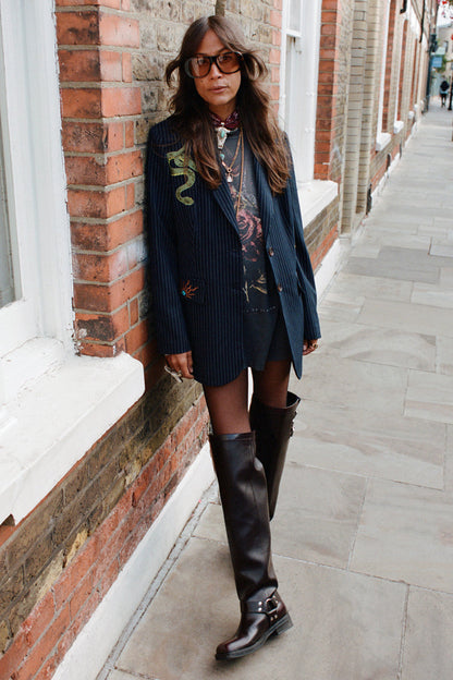 Navy Pinstripe Taylor Blazer Petite