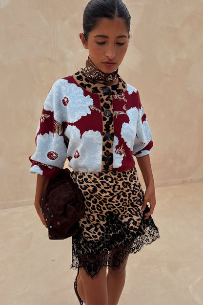 Burgundy & Blue Poppy Cardigan