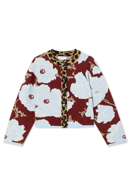 Burgundy & Blue Poppy Cardigan
