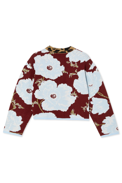 Burgundy & Blue Poppy Cardigan