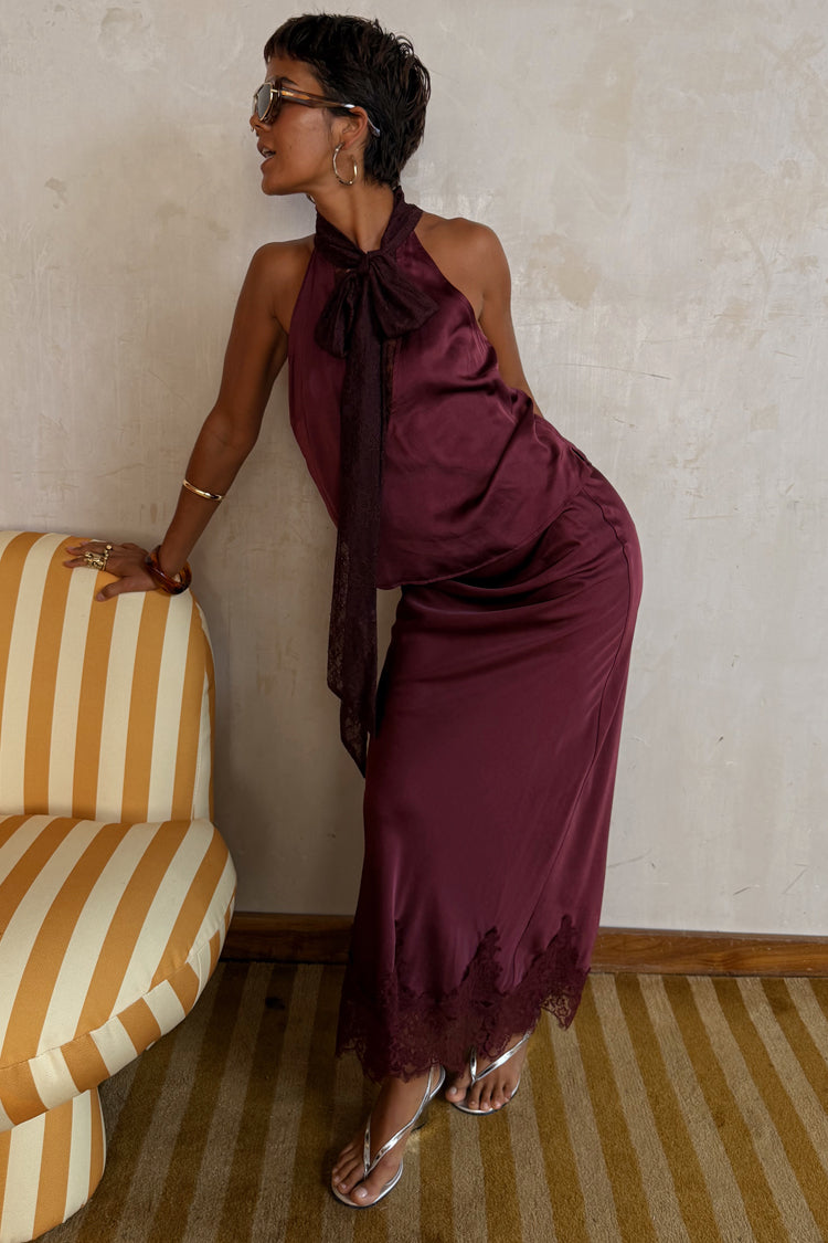 Burgundy Maeva Midi Skirt