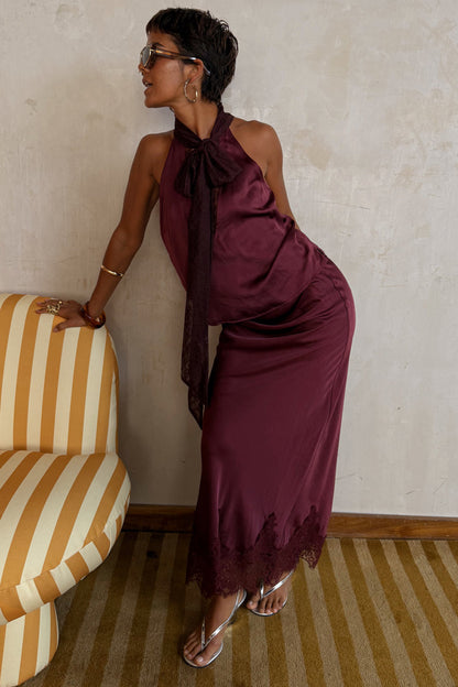 Burgundy Maeva Midi Skirt
