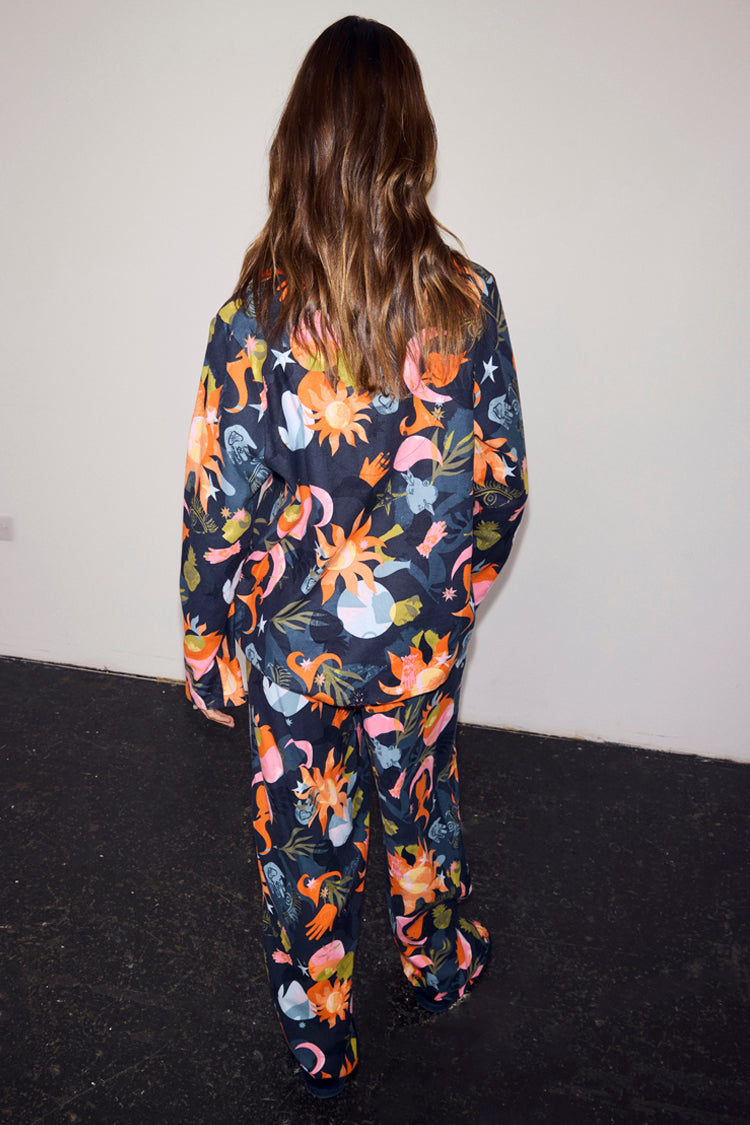 Navy Charm Button Through Pyjamas
