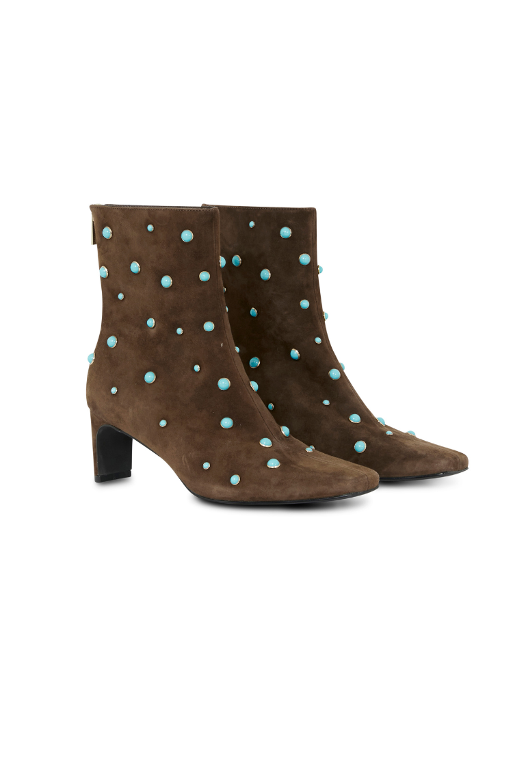 Chocolate Studded Suede Boots