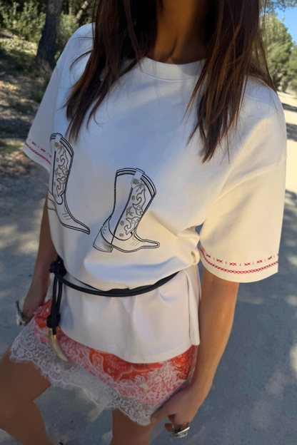 White Cowboy Boot T-Shirt
