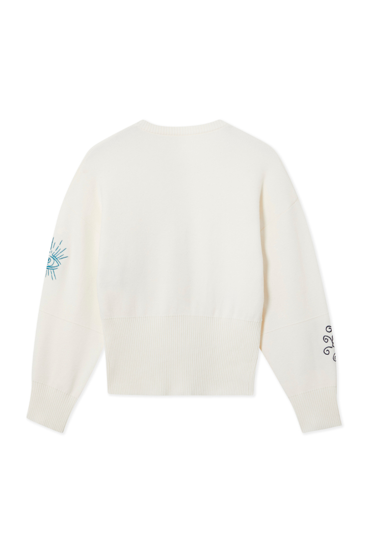 Cream Neon Embroidered Darcy Cardigan