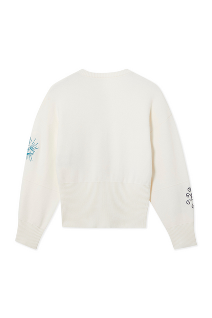Cream Neon Embroidered Darcy Cardigan