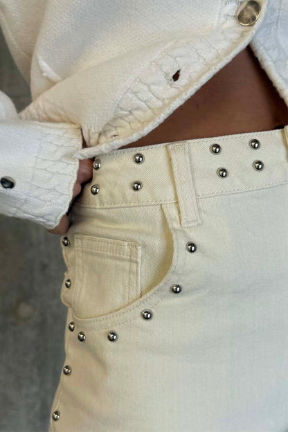 Ecru Studded Hot Pant