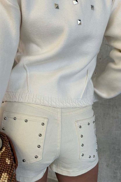 Ecru Studded Hot Pant