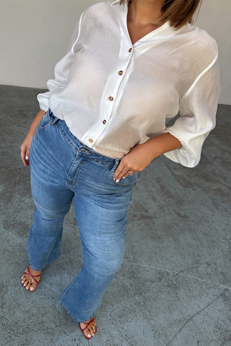 Denim Flare Scallop Jean