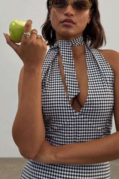 Gingham Halterneck Dress
