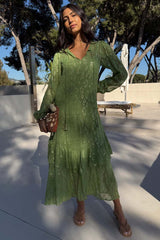 Green Jacquard Harmony Dress Petite