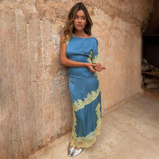 Blue and Lemon Millie Skirt