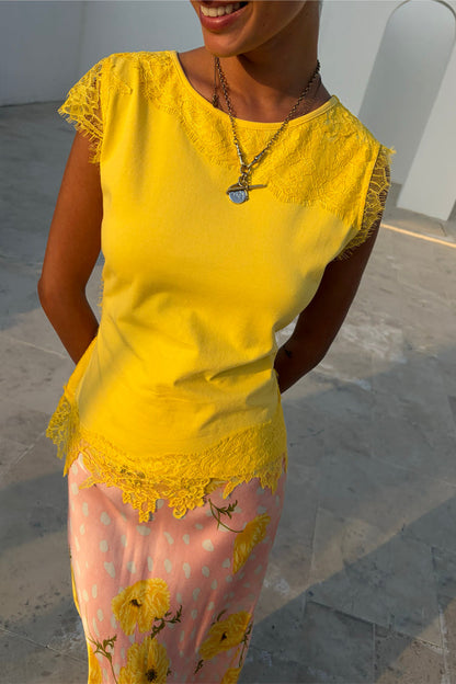 Yellow Lace Insert Top
