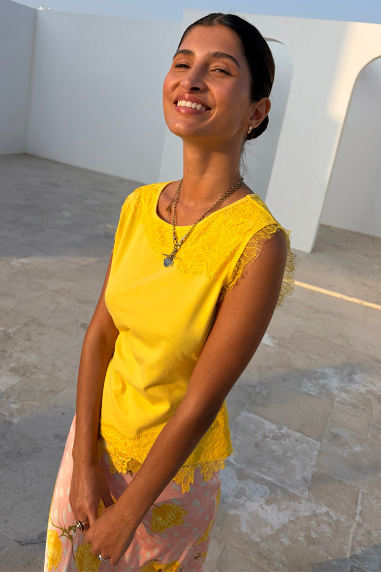 Yellow Lace Insert Top