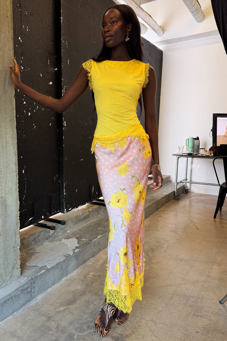 Yellow Lace Insert Top