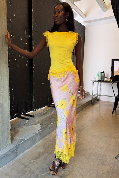 Yellow Lace Insert Top