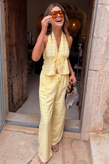 Lemon Pinstripe Studded Ellie Trousers Petite