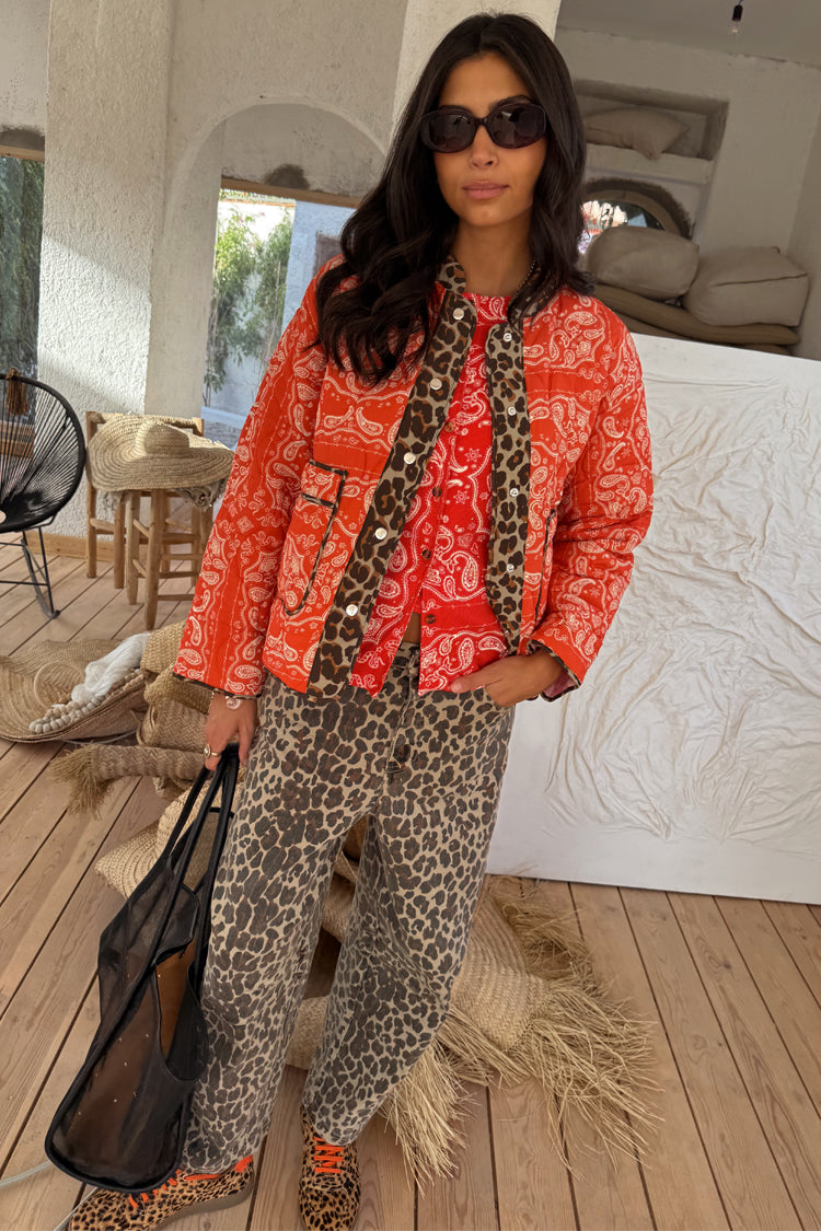 Leopard Barrel Jean