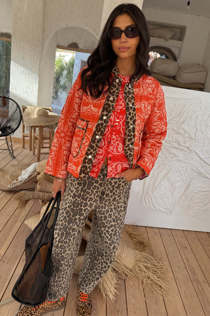 Leopard Barrel Jean