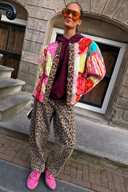 Leopard Barrel Jean