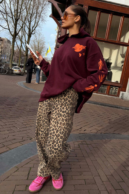 Leopard Barrel Jean
