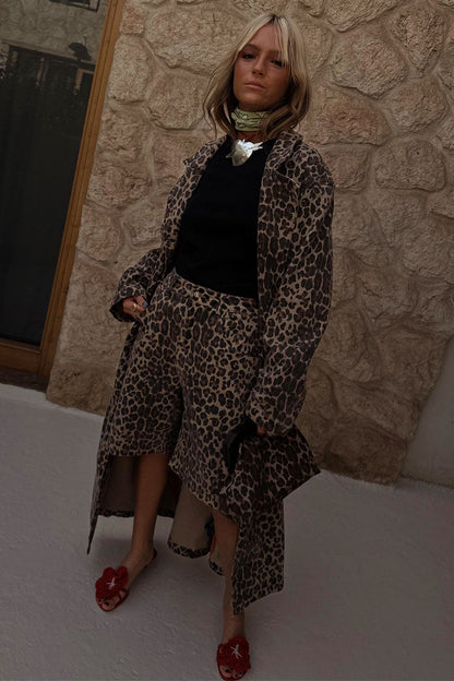 Lucia Leopard Denim 55 Coat Petite