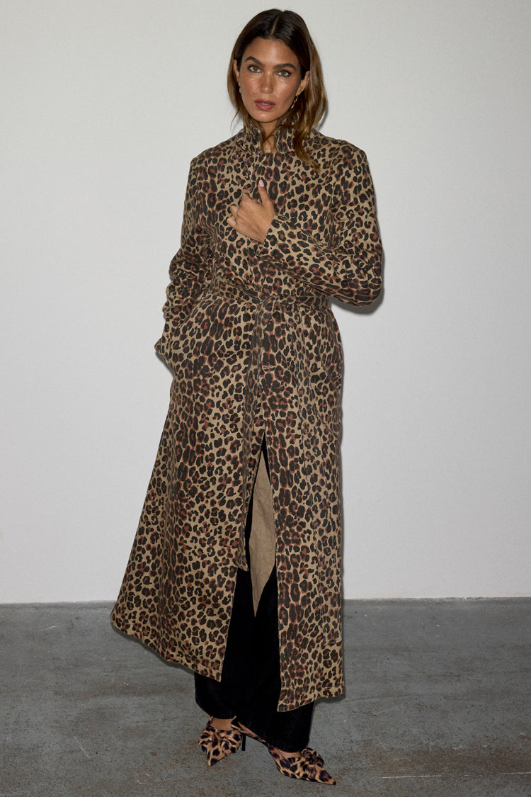 Lucia Leopard Denim 55 Coat Petite