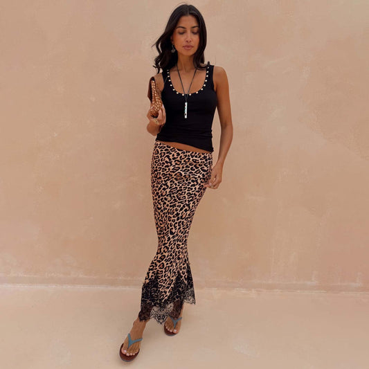 Leopard Lace Midi Maeva Skirt