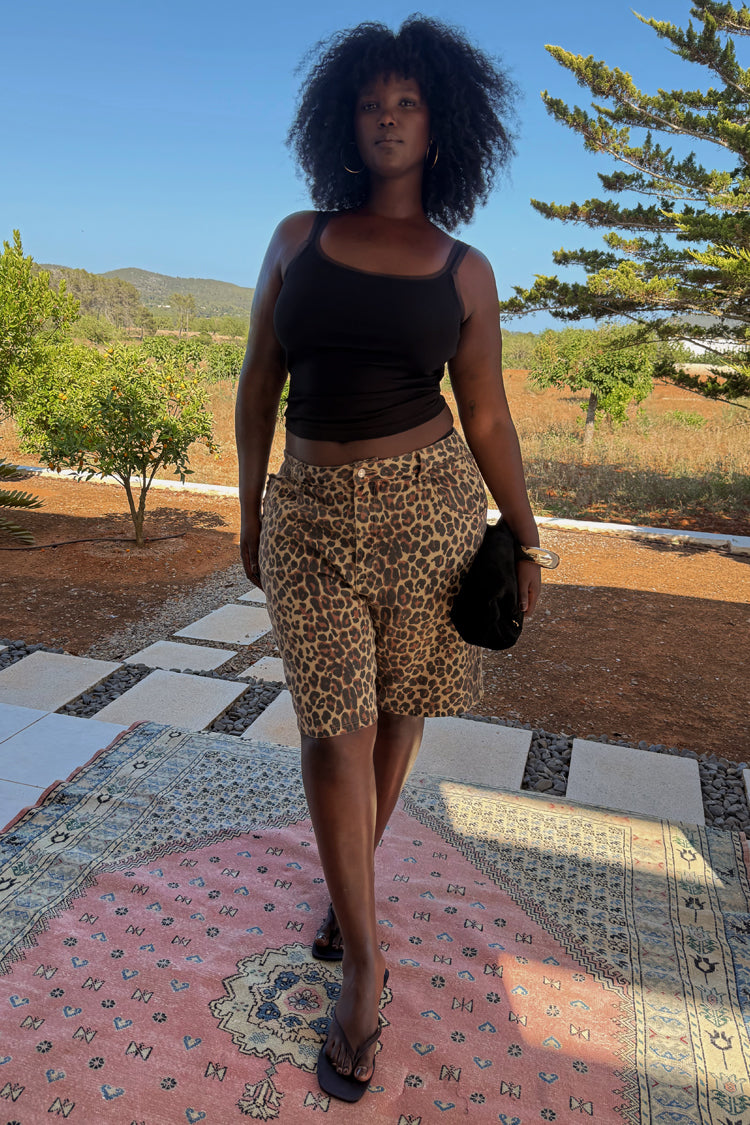 Leopard Lucia Scallop Pocket Long Shorts