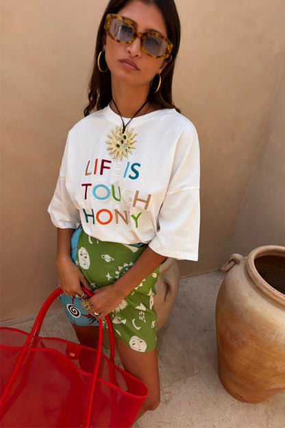 Life Is Tough Embroidered T-Shirt