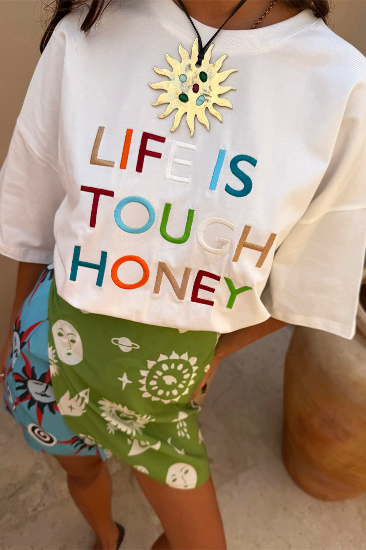 Life Is Tough Embroidered T-Shirt