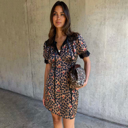Cherry Leopard Mini Lyla Dress